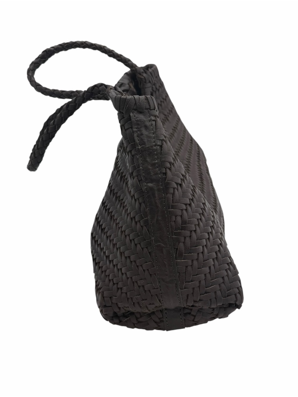 MNG Mango Limited Edition Brown Woven Leather Hobo Shoulder Bag Boho - Picture 4 of 16